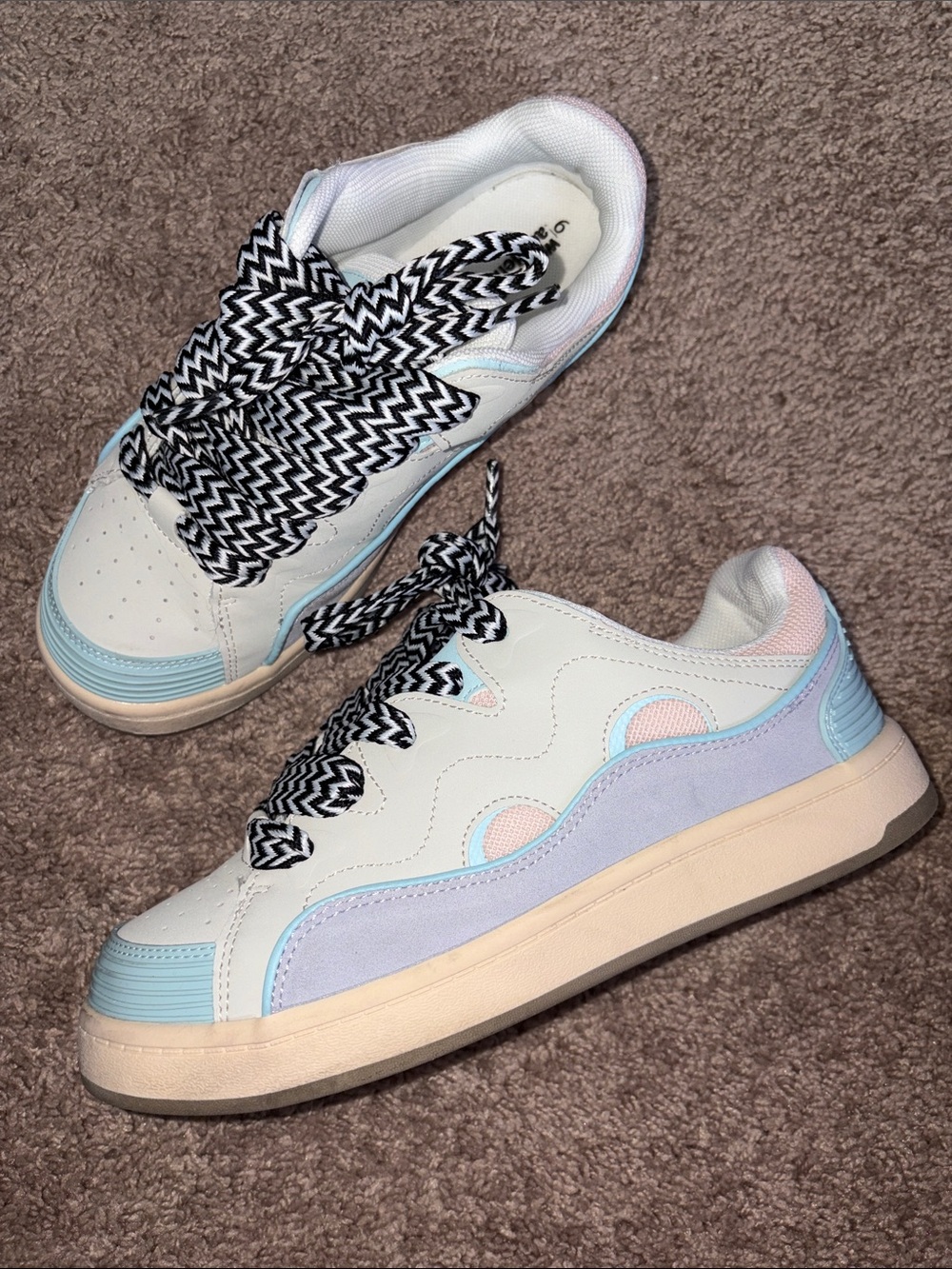 Weekend Academy Pastel White & Light Blue Fashion Sneakers- Unisex Boys or Girls